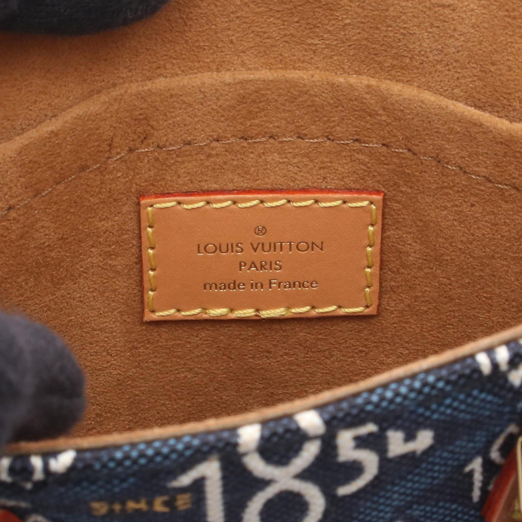 Louis Vuitton Brown Navy White Canvas Leather Handbag