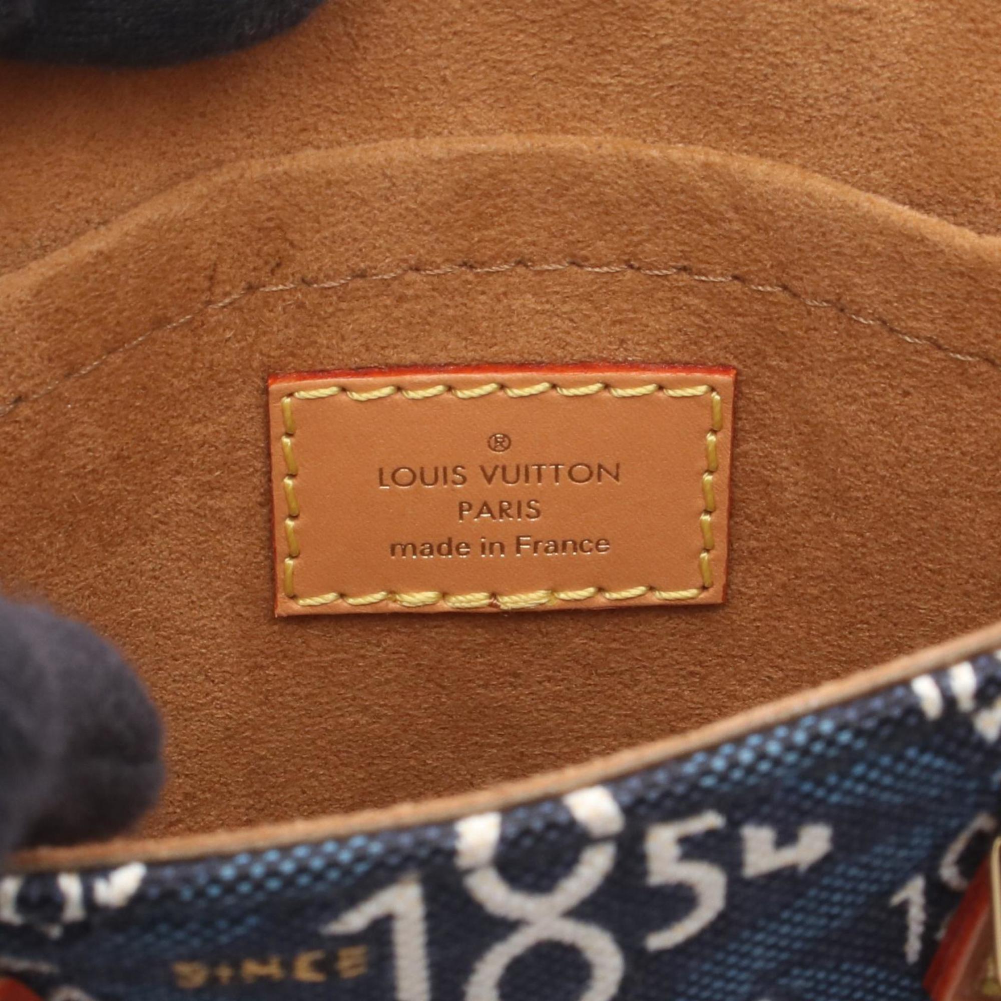 Louis Vuitton Brown Navy White Canvas Leather Handbag
