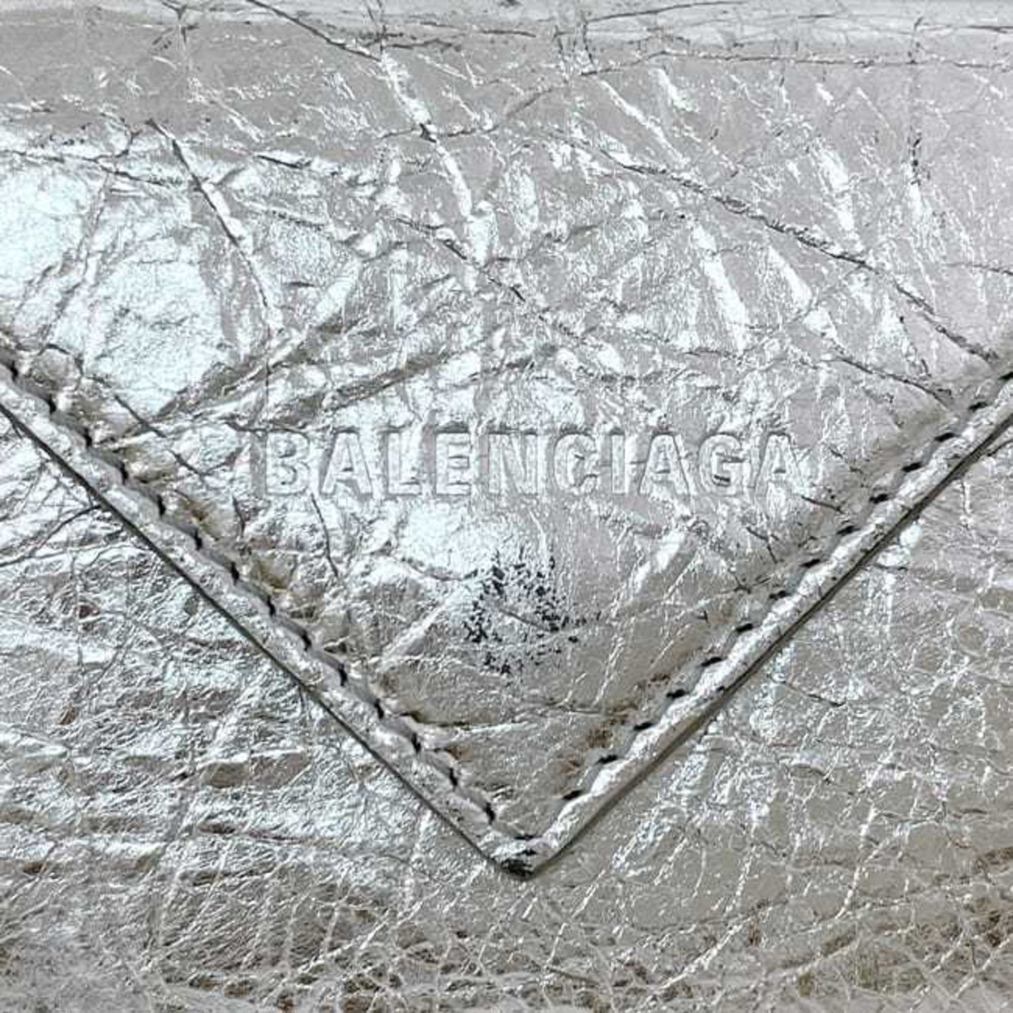 Balenciaga Silver Leather Wallet (Tri-Fold)