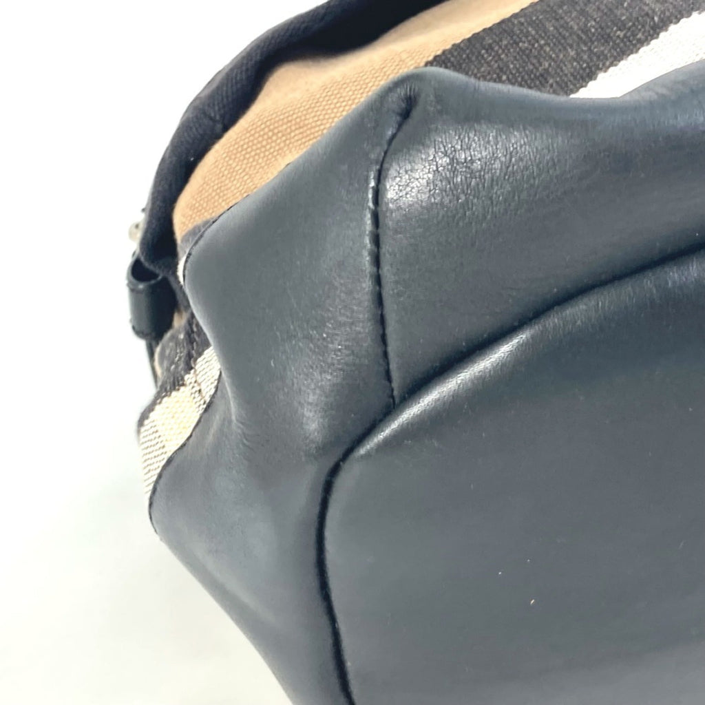 Burberry Beige Black Canvas Leather Backpack