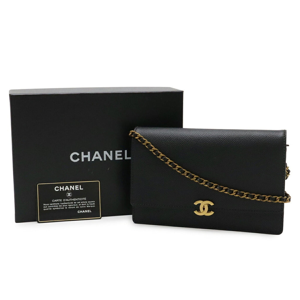 Chanel Black Grained Calfskin Shoulder Bag