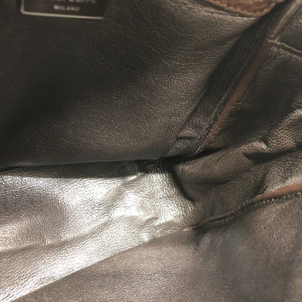 Prada Beige Brown Leather Shoulder Bag