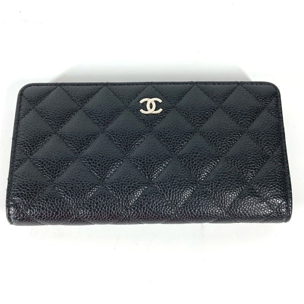 Chanel Black Leather Long Wallet (Bi-Fold)