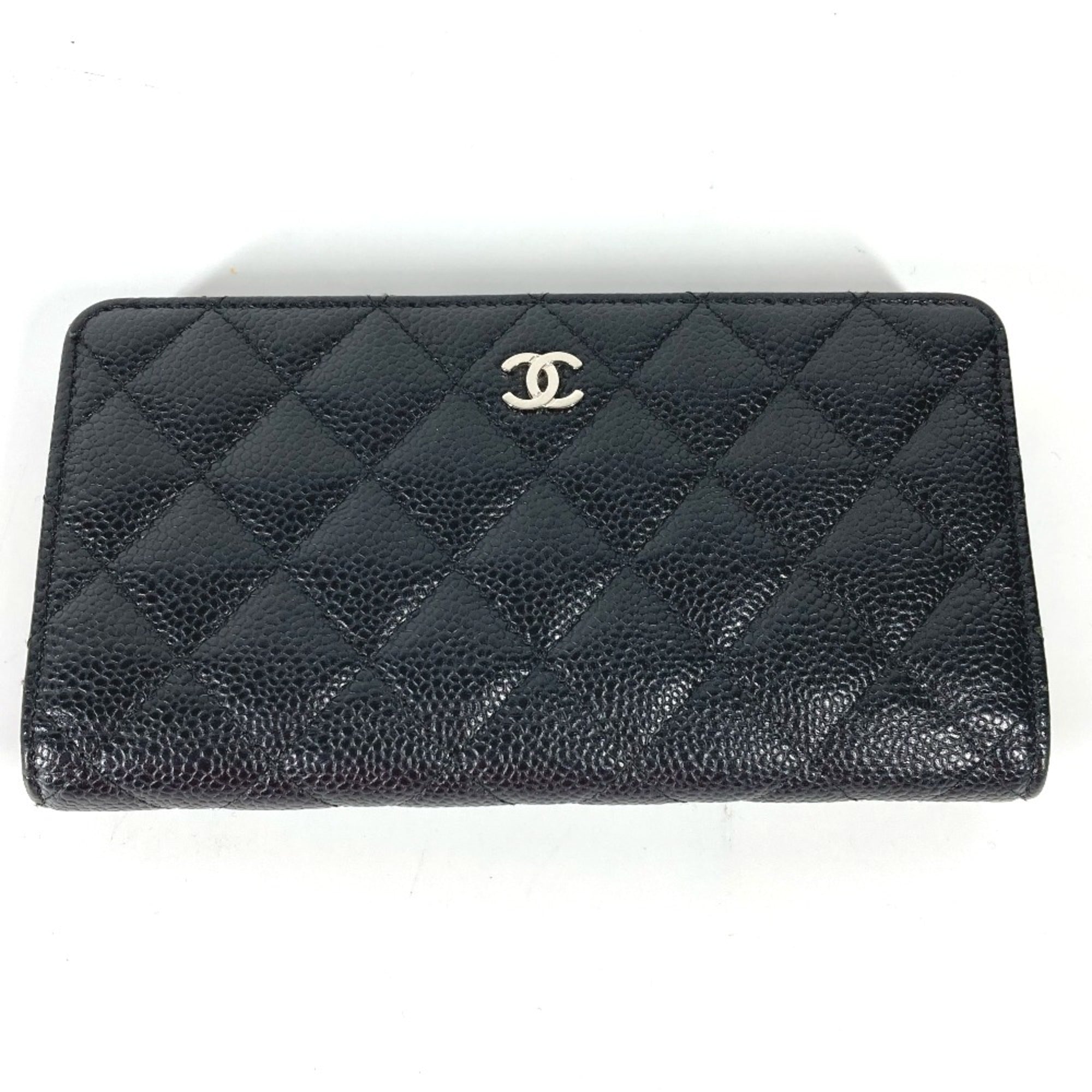 Chanel Black Leather Long Wallet (Bi-Fold)