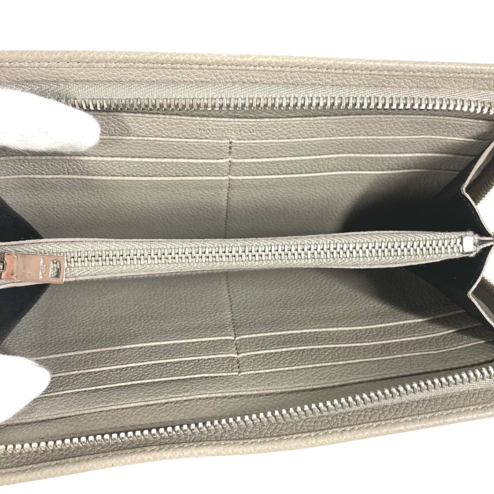 Saint Laurent Gray Leather Long Wallet (Bi-Fold) (Pre-Owned)