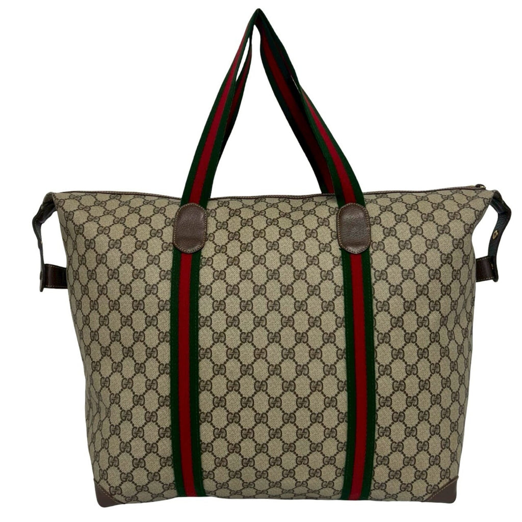 Gucci Brown Green Red Color Pvc Leather Boston Bag Tote Bag (Pre-Owned)