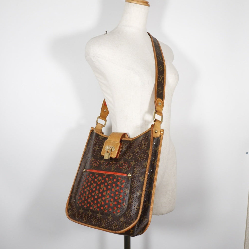 Louis Vuitton Brown Galle Orange Monogram Perforated Shoulder Bag