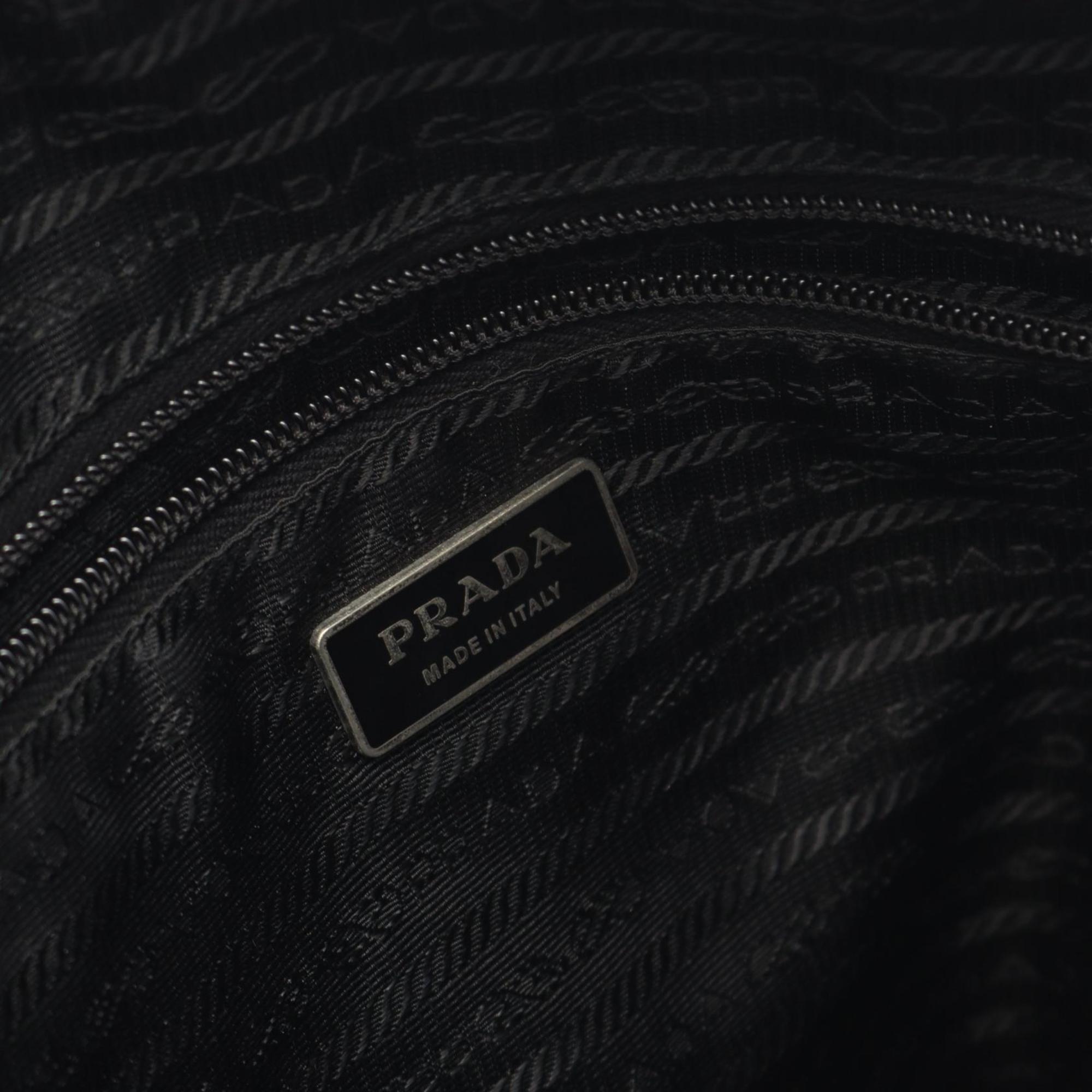Prada Black Nylon Leather Shoulder Bag