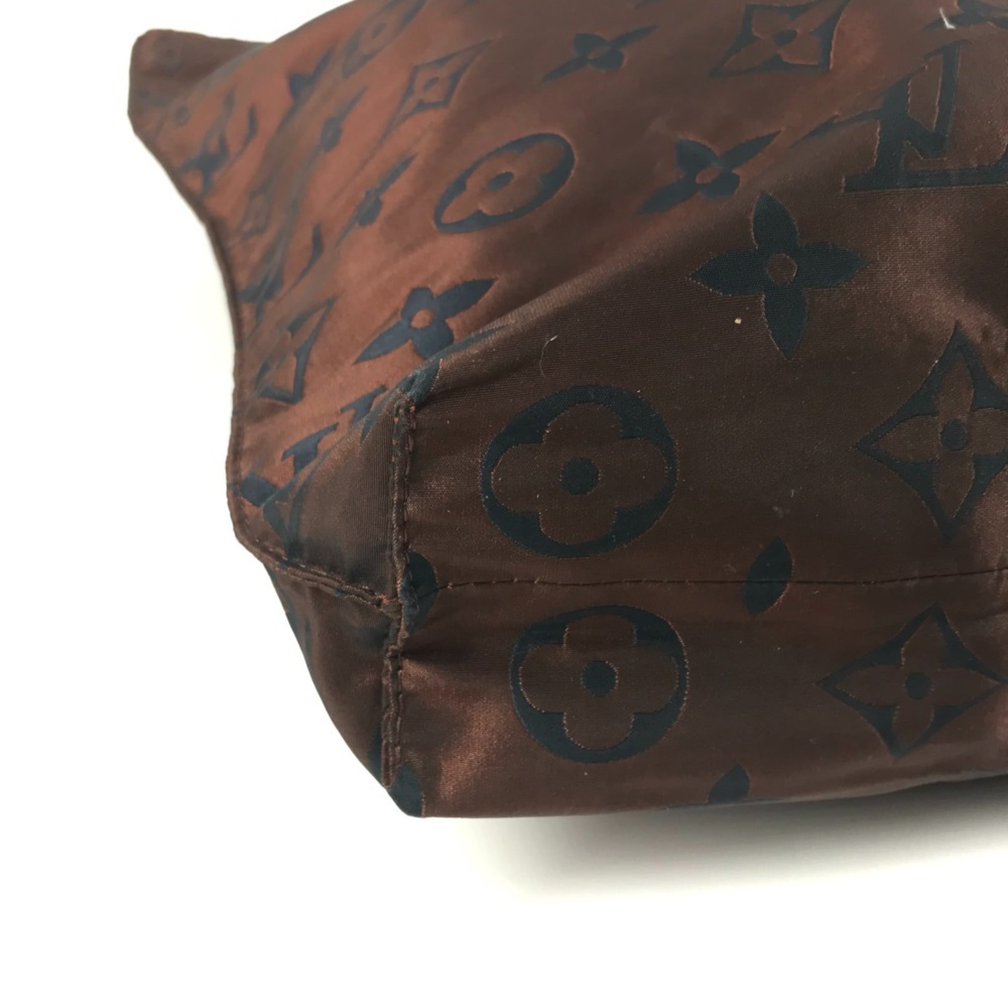 Louis Vuitton Brown Leather Nylon Shoulder Bag Tote Bag