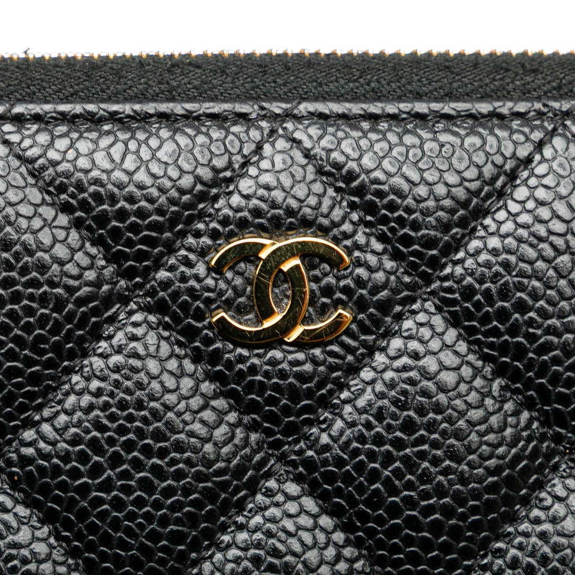 Chanel Black Grained Calfskin Long Wallet (Bi-Fold)