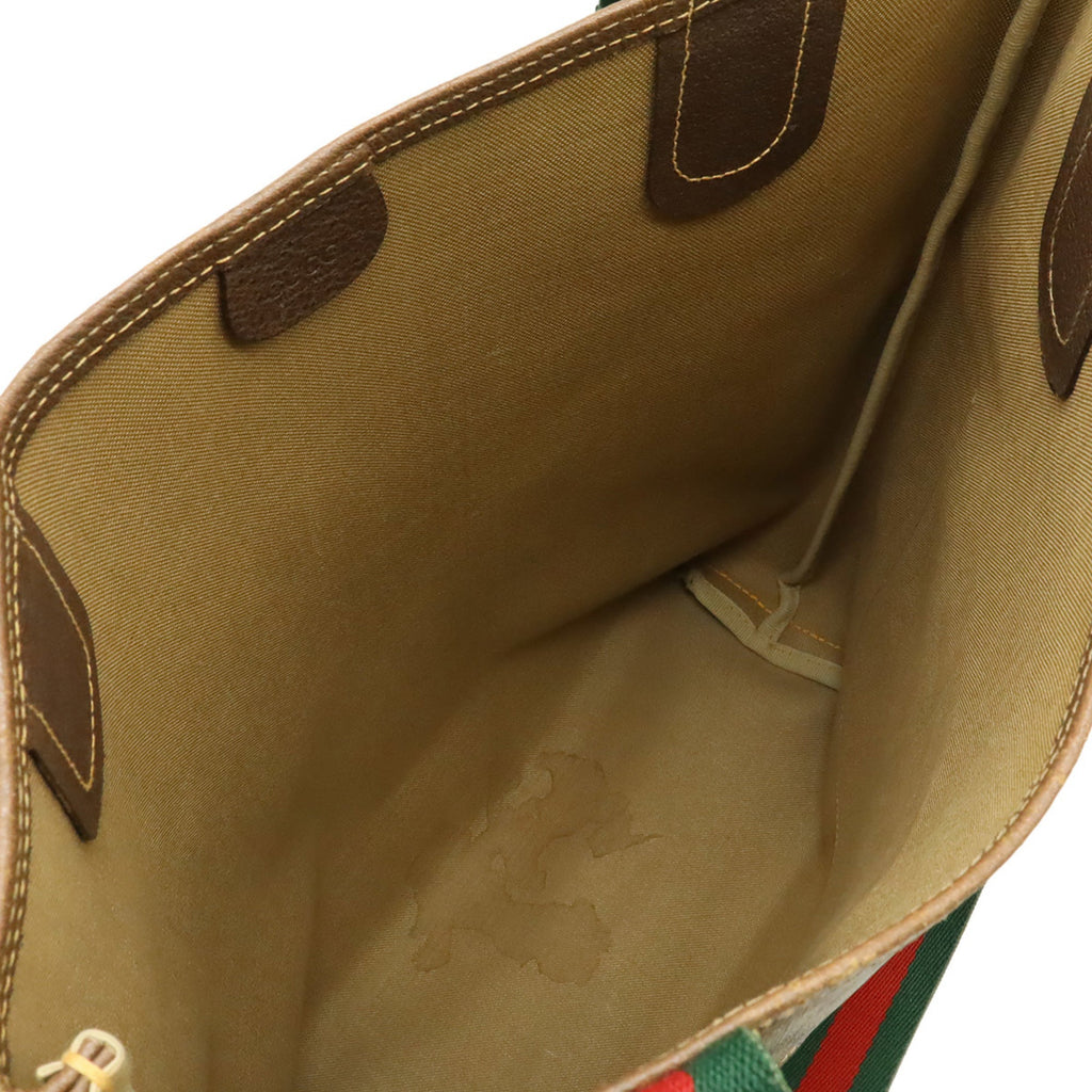 Gucci Beige Brown Green Red Color Pvc Leather Shoulder Bag Tote Bag (Pre-Owned)
