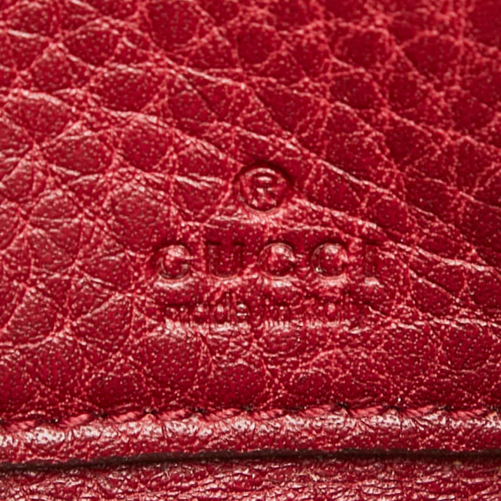 Gucci Brown Red Color Canvas Leather Long Wallet (Bi-Fold) (Pre-Owned)