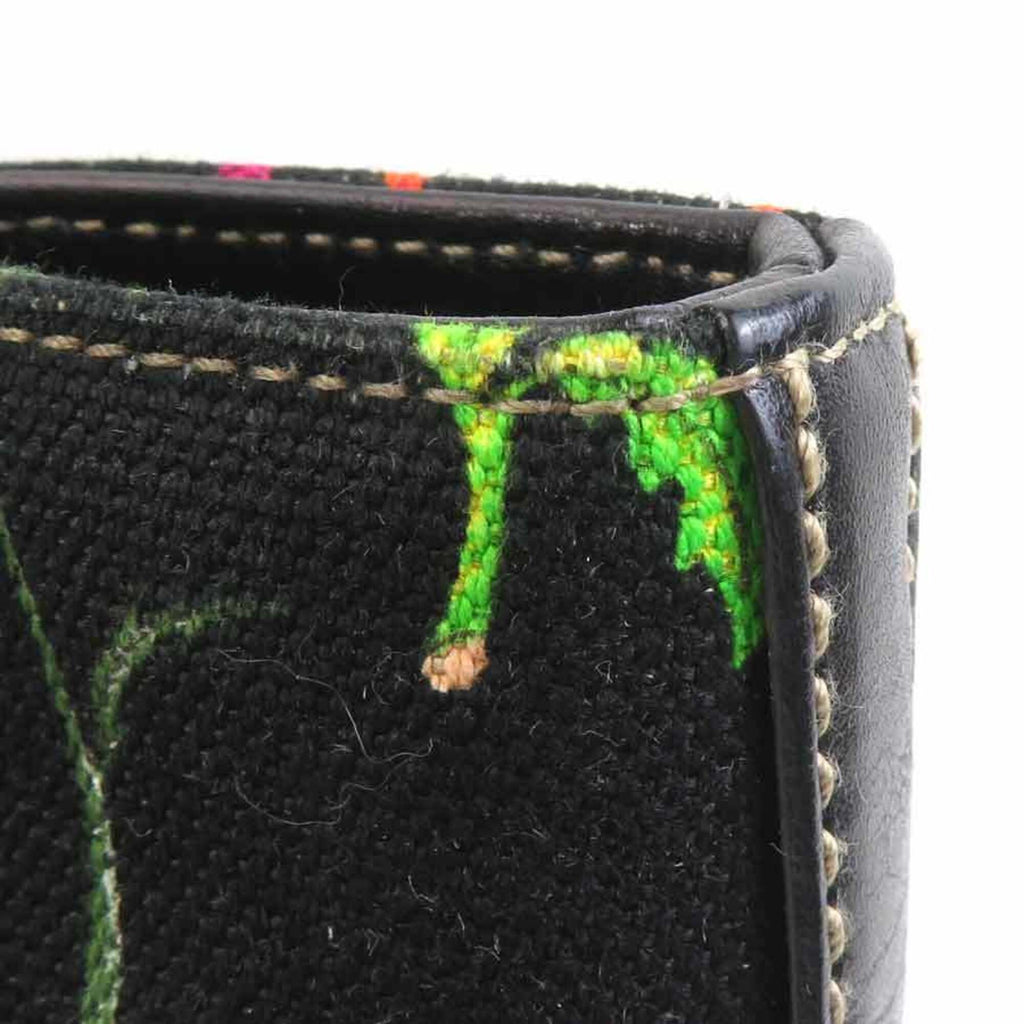 Gucci Black Multi-Color Canvas Leather Handbag (Pre-Owned)