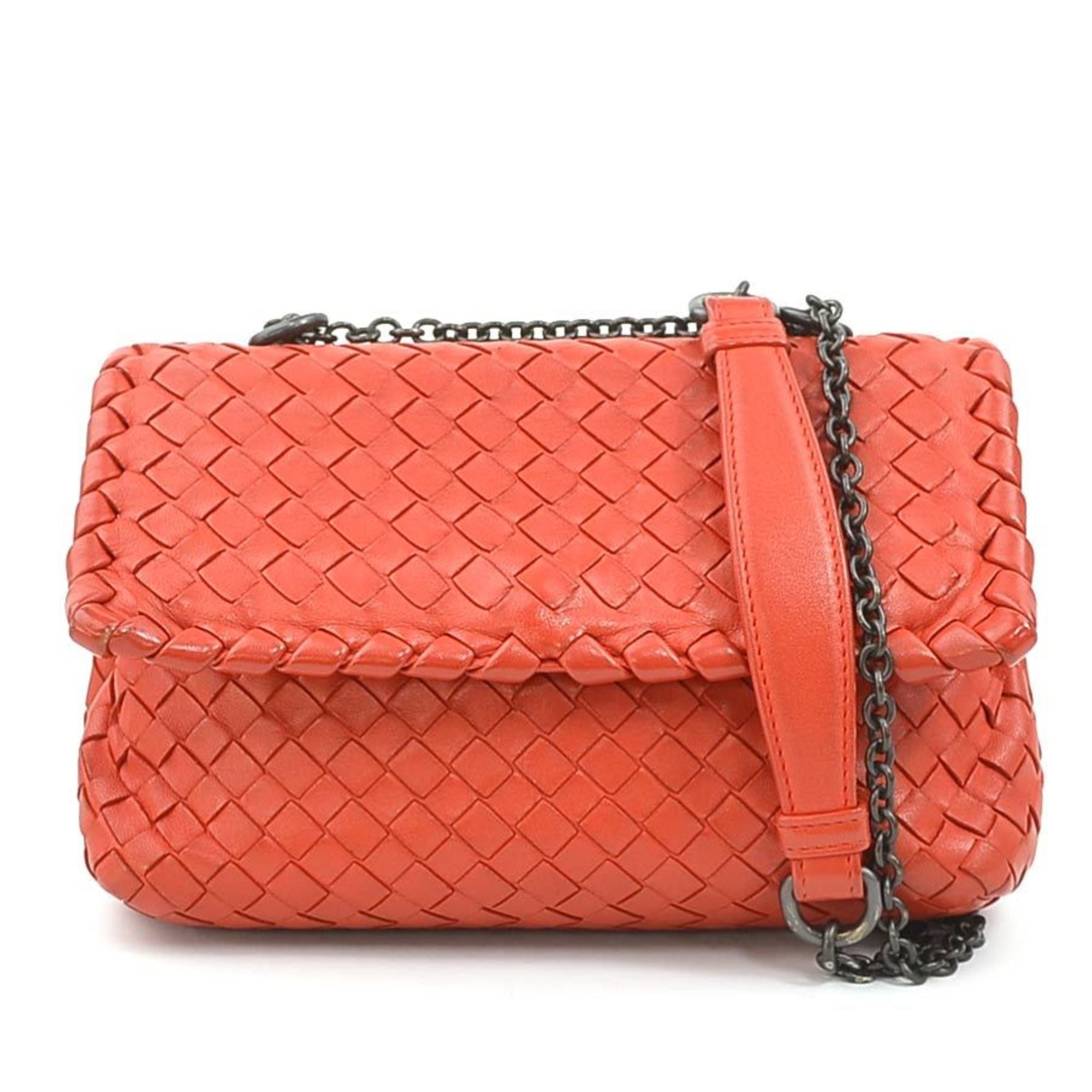 Bottega Veneta Red Color Intrecciato Shoulder Bag