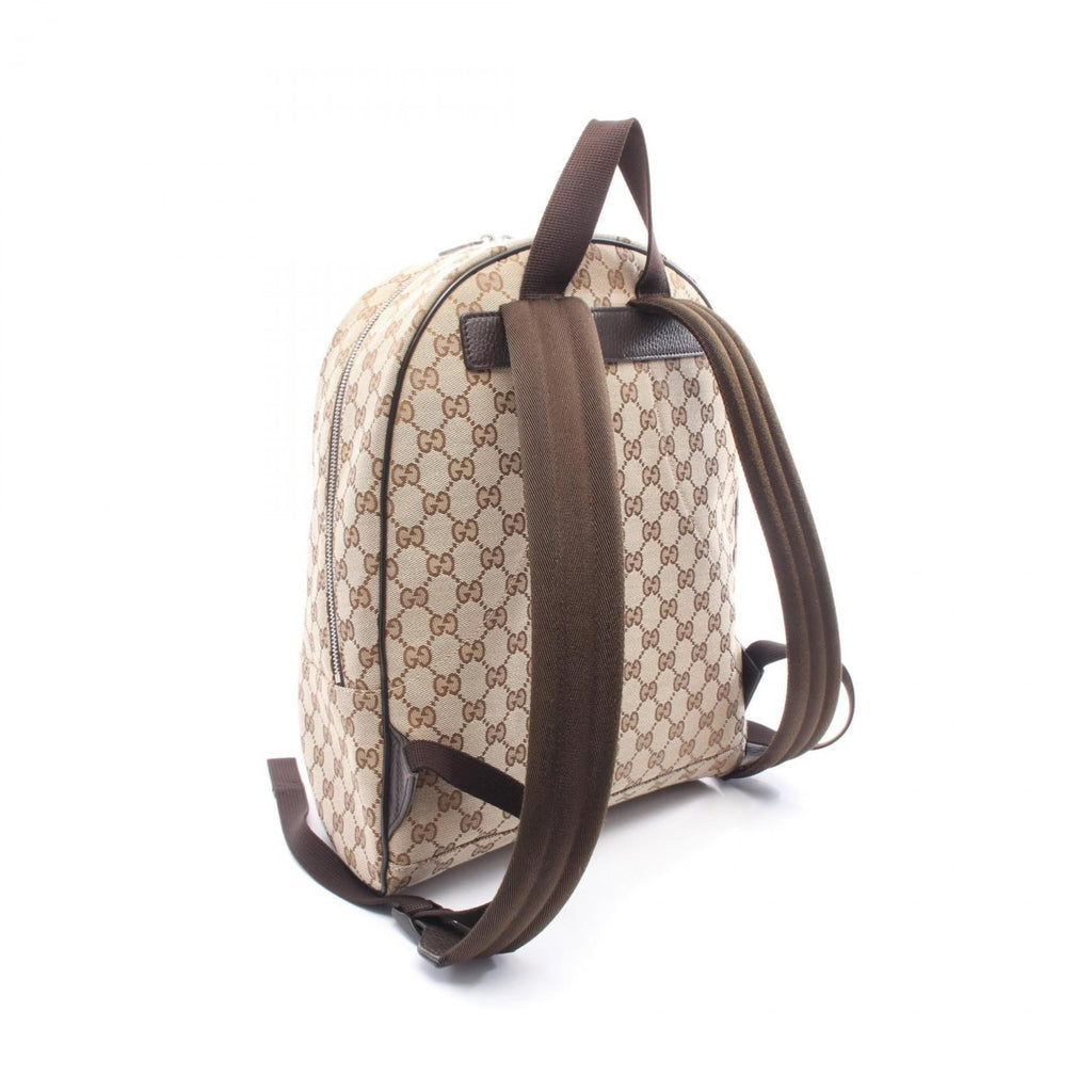 Gucci Gg Canvas Beige Brown Gg Canvas Backpack (Pre-Owned)