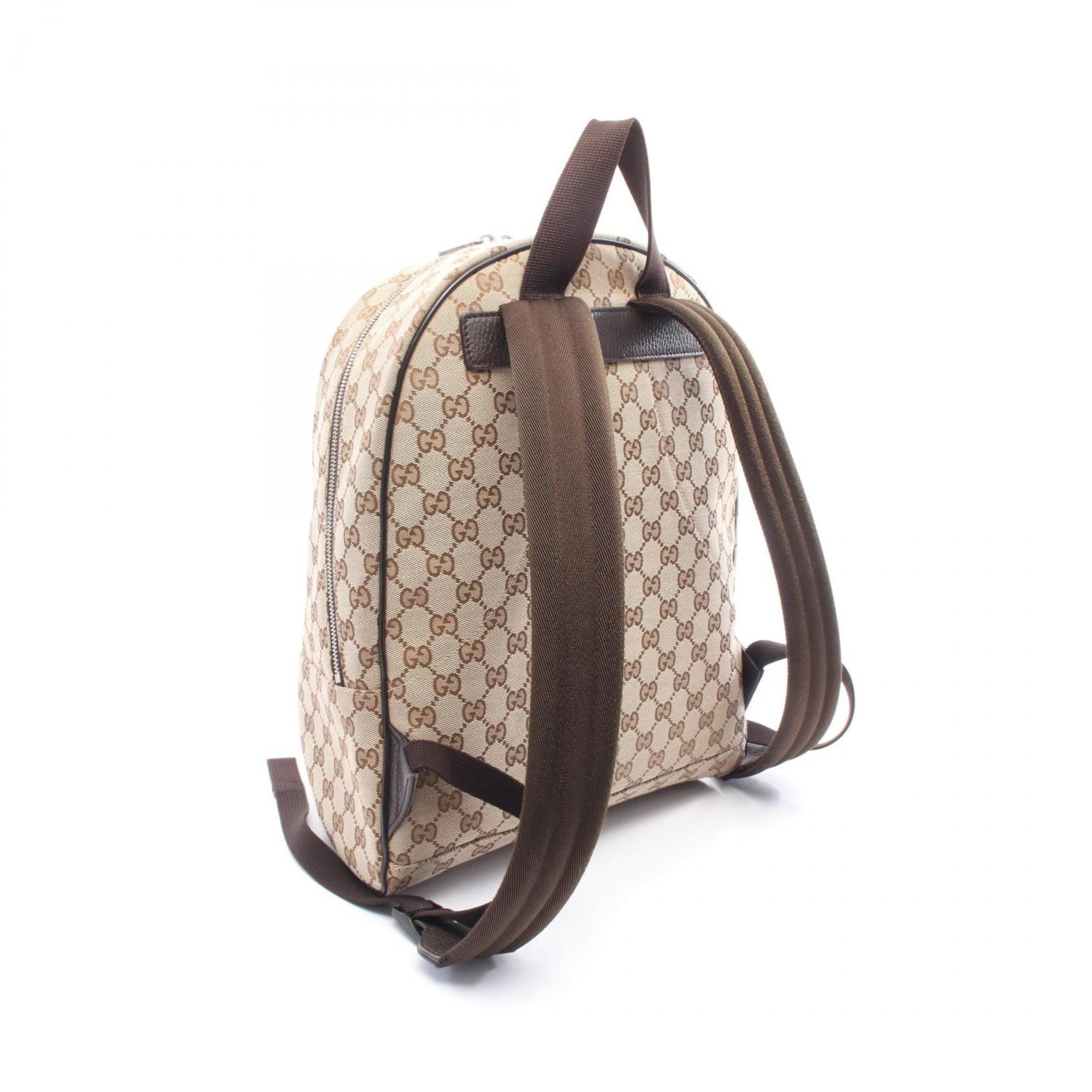 Gucci Gg Canvas Beige Brown Gg Canvas Backpack (Pre-Owned)