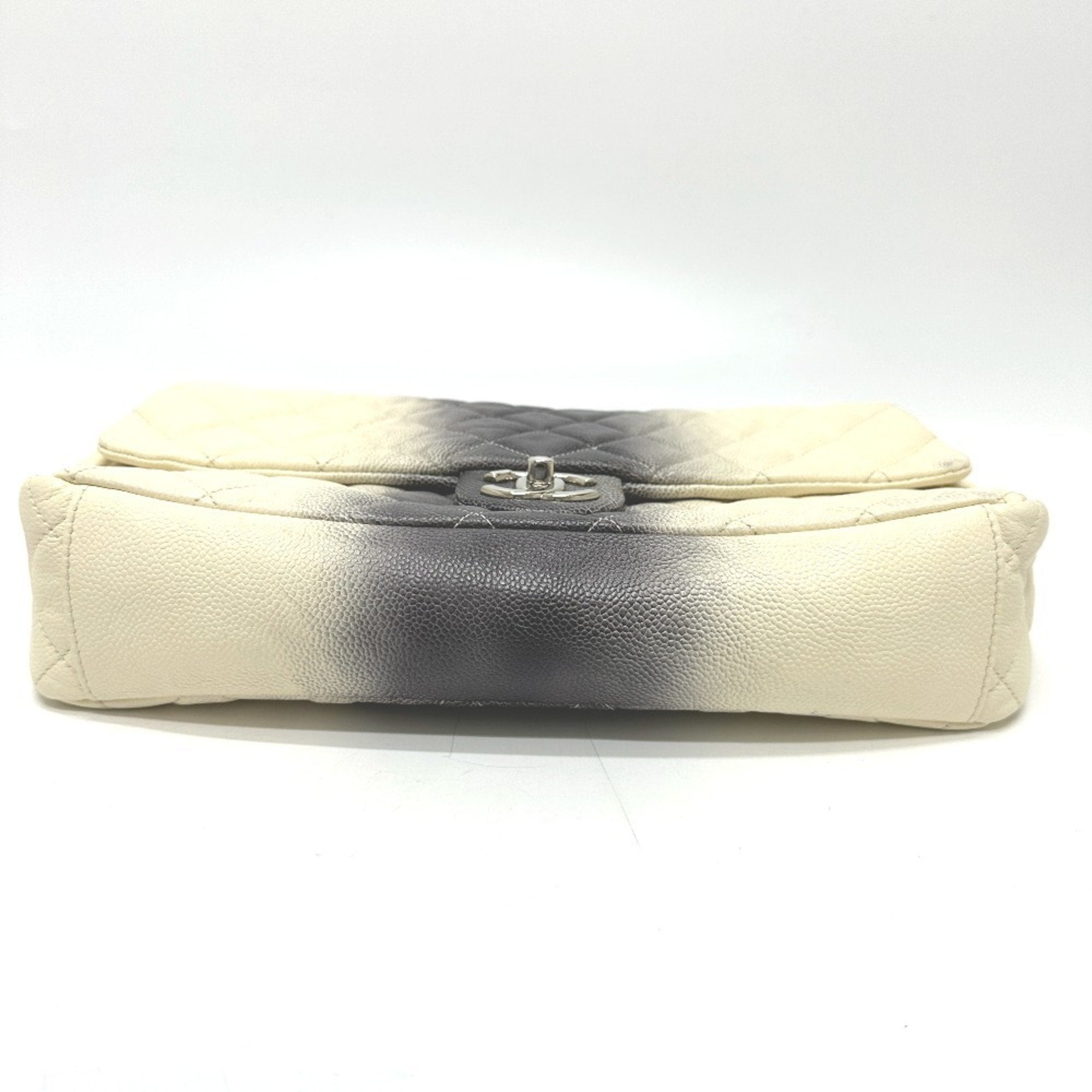Chanel White Grained Calfskin Shoulder Bag