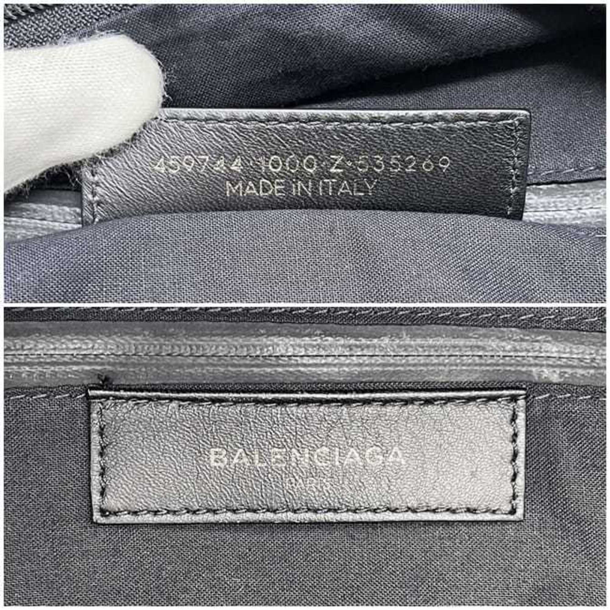 Balenciaga Black Canvas Leather Backpack