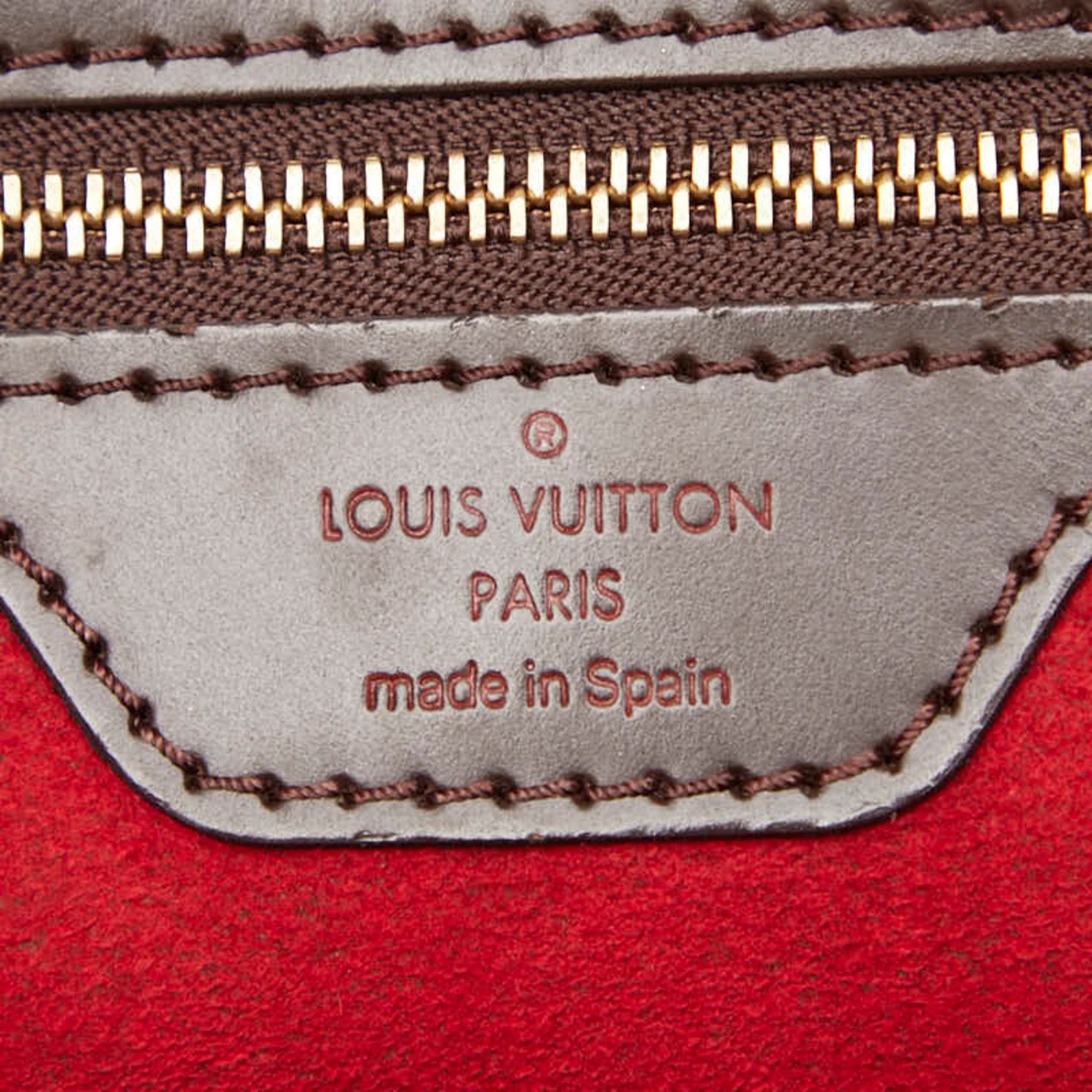 Louis Vuitton Damier Brown Damier Canvas Ebene Leather Handbag Tote Bag