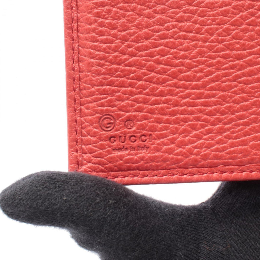 Gucci Red Color Leather Long Wallet (Bi-Fold) (Pre-Owned)