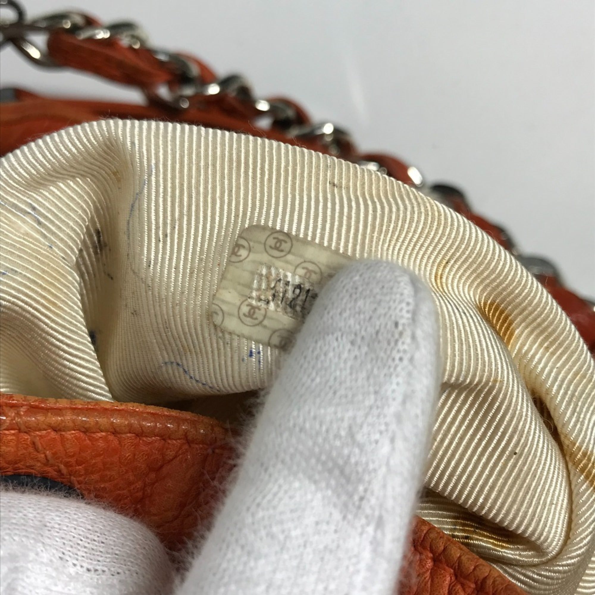 Chanel Orange Caviar Leather Backpack Shoulder Bag