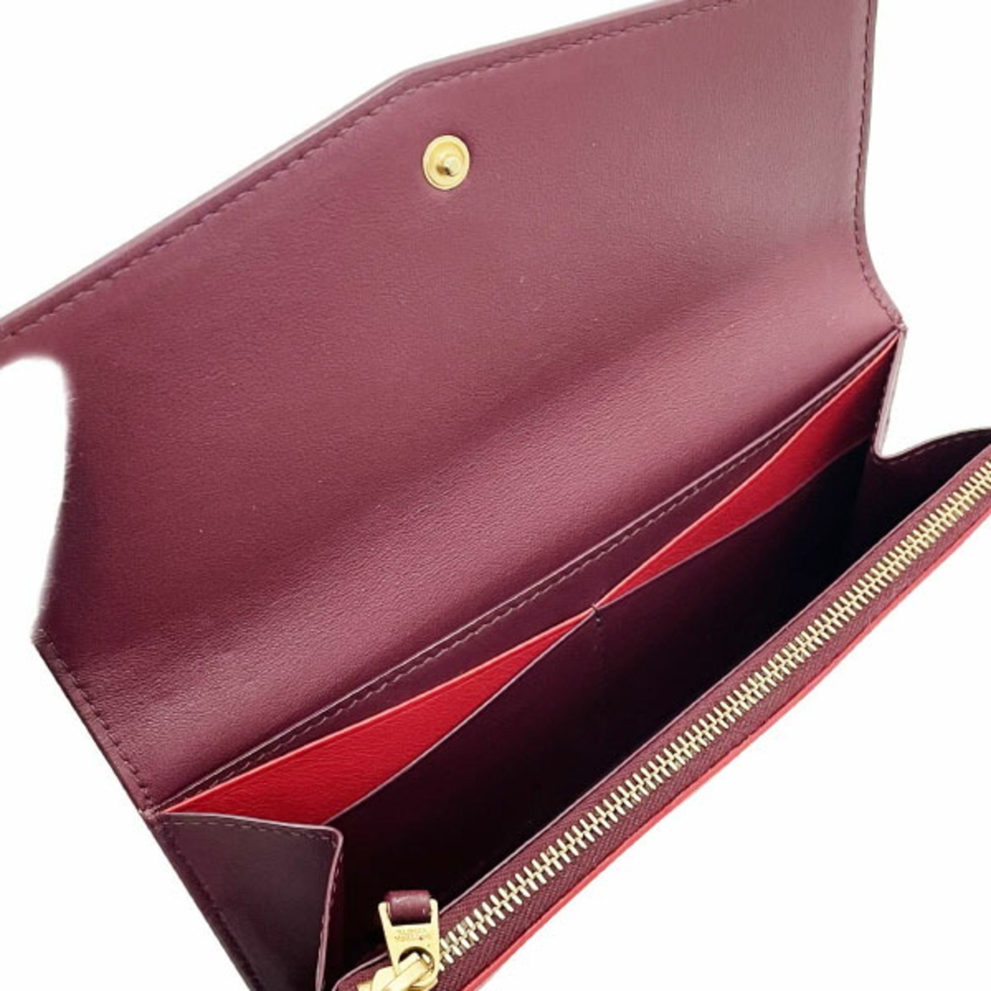 Bottega Veneta Bordeaux Red Color Leather Long Wallet (Bi-Fold)