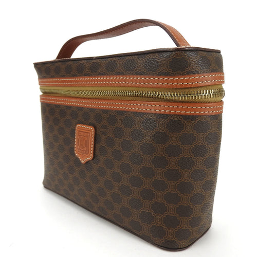 Celine Macadam Brown Pvc Leather Handbag Vanity Bag