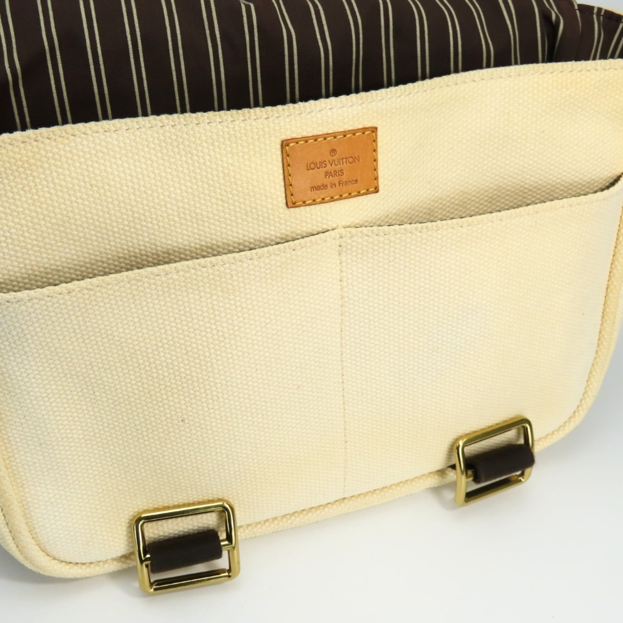 Louis Vuitton Brown Ecru Ivory Canvas Shoulder Bag