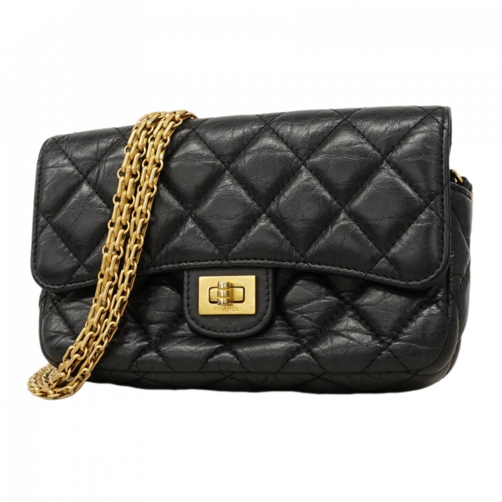 Chanel Black Leather Chain/Shoulder Wallet