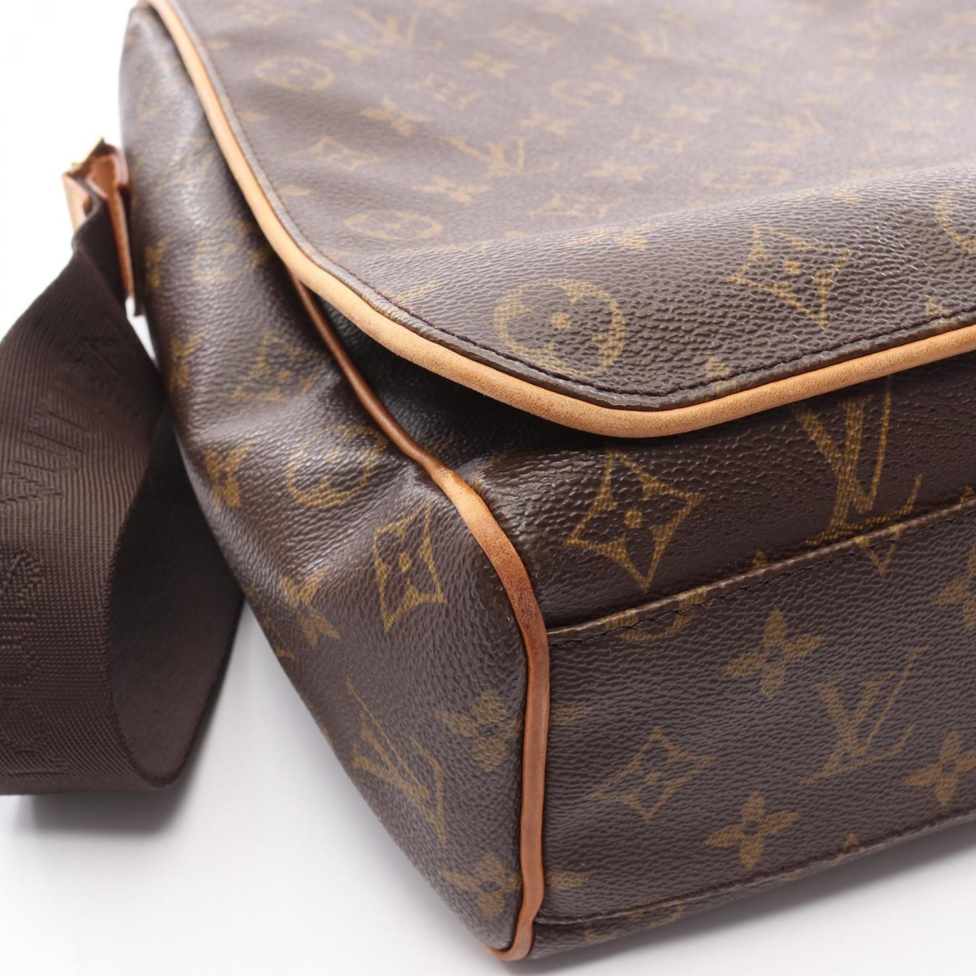 Louis Vuitton Brown Coated Canvas Leather Shoulder Bag