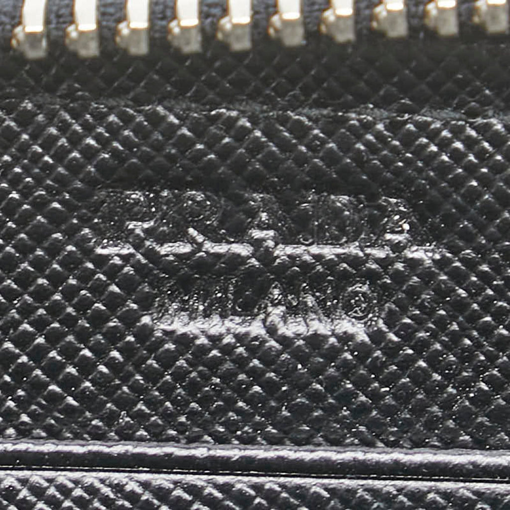 Prada Saffiano Black Gray Leather Long Wallet (Bi-Fold)