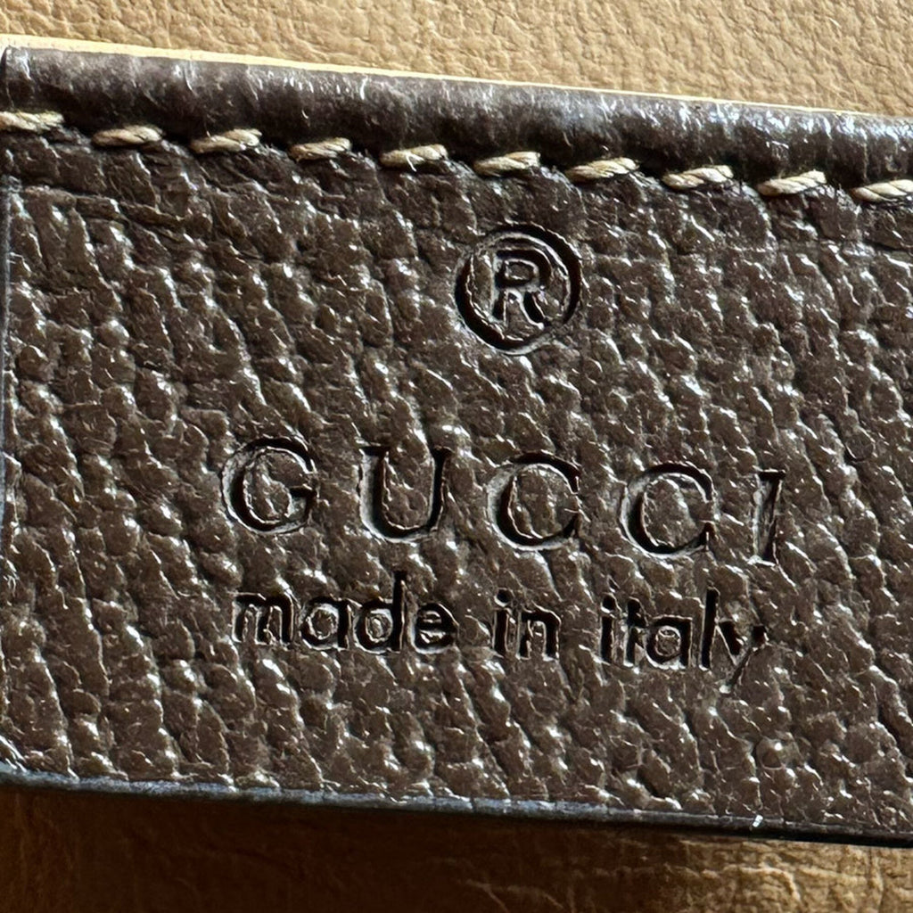 Gucci Beige Brown Canvas Leather Handbag Shoulder Bag (Pre-Owned)