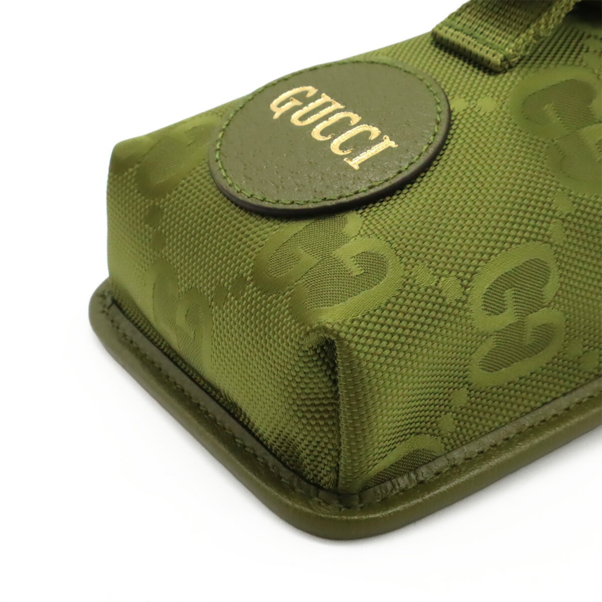 Gucci Green Khaki Nylon Canvas Leather Shoulder Bag (Pre-Owned)