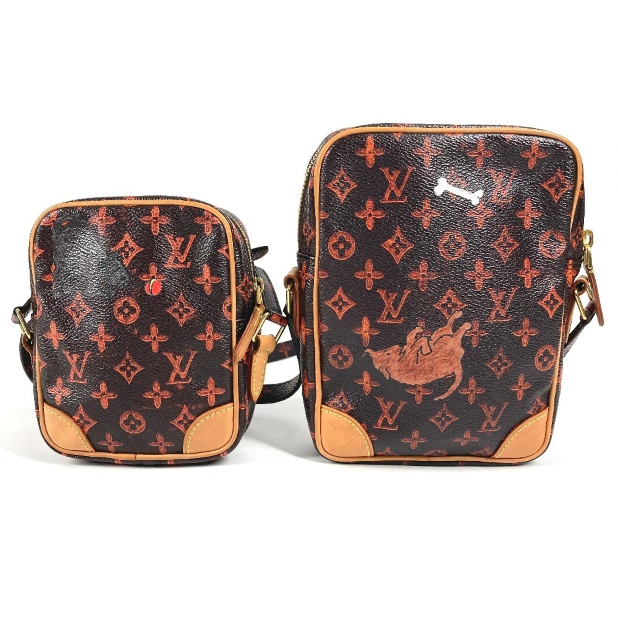 Louis Vuitton Brown Orange Monogram Pochette Shoulder Bag