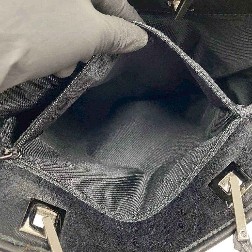 Gucci Black Gg Canvas Leather Handbag Tote Bag (Pre-Owned)