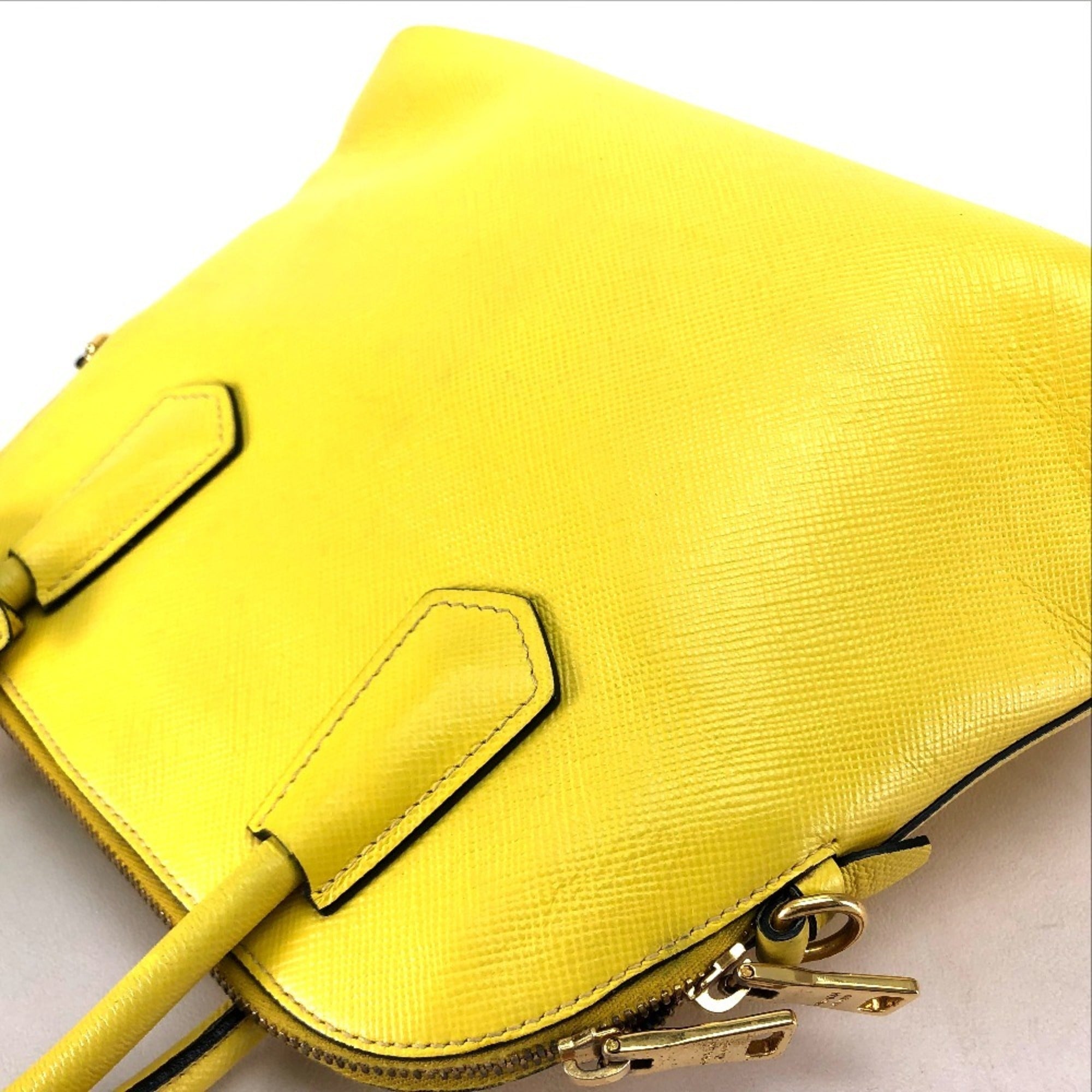 Prada Yellow Leather Handbag Shoulder Bag