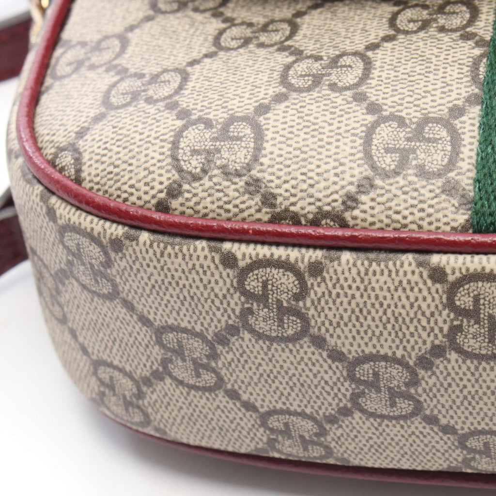 Gucci Beige Bordeaux Brown Coated Canvas Leather Handbag Shoulder Bag (Pre-Owned)