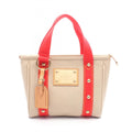 Louis Vuitton Beige Red Color Canvas Leather Tote Bag