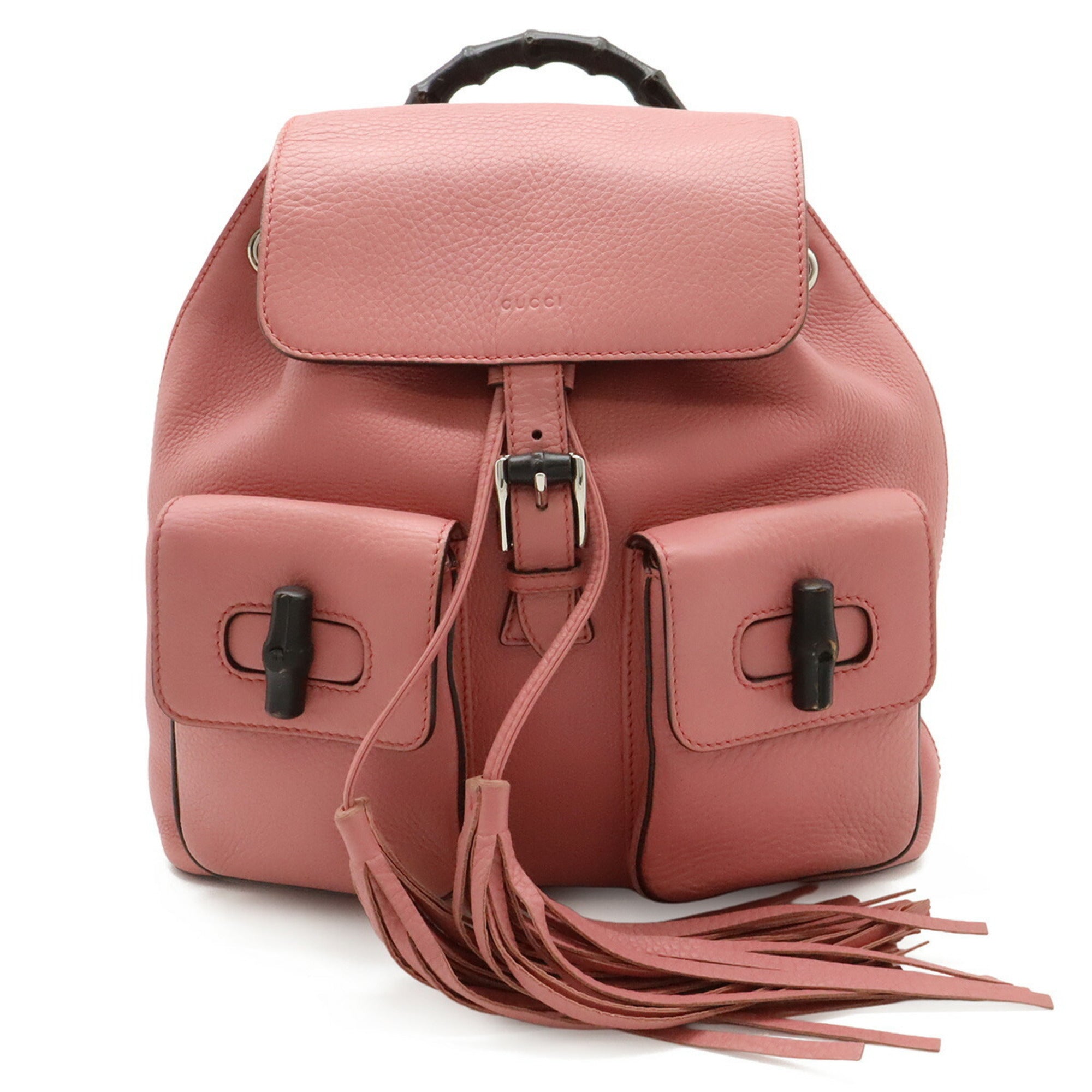 Gucci Pink Yellow Bamboo Backpack Shoulder Bag (Pre-Owned)