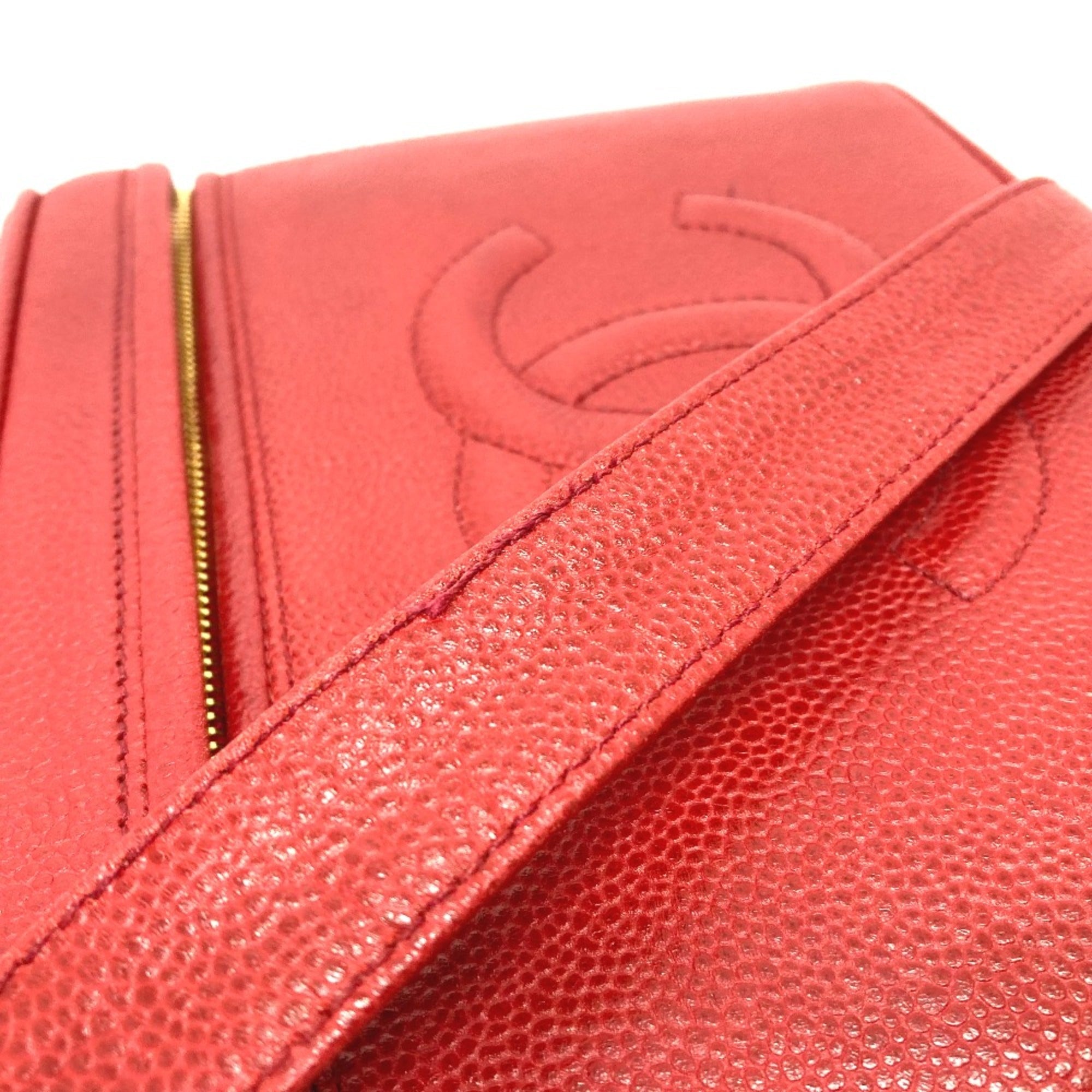 Chanel Red Leather Shoulder Bag
