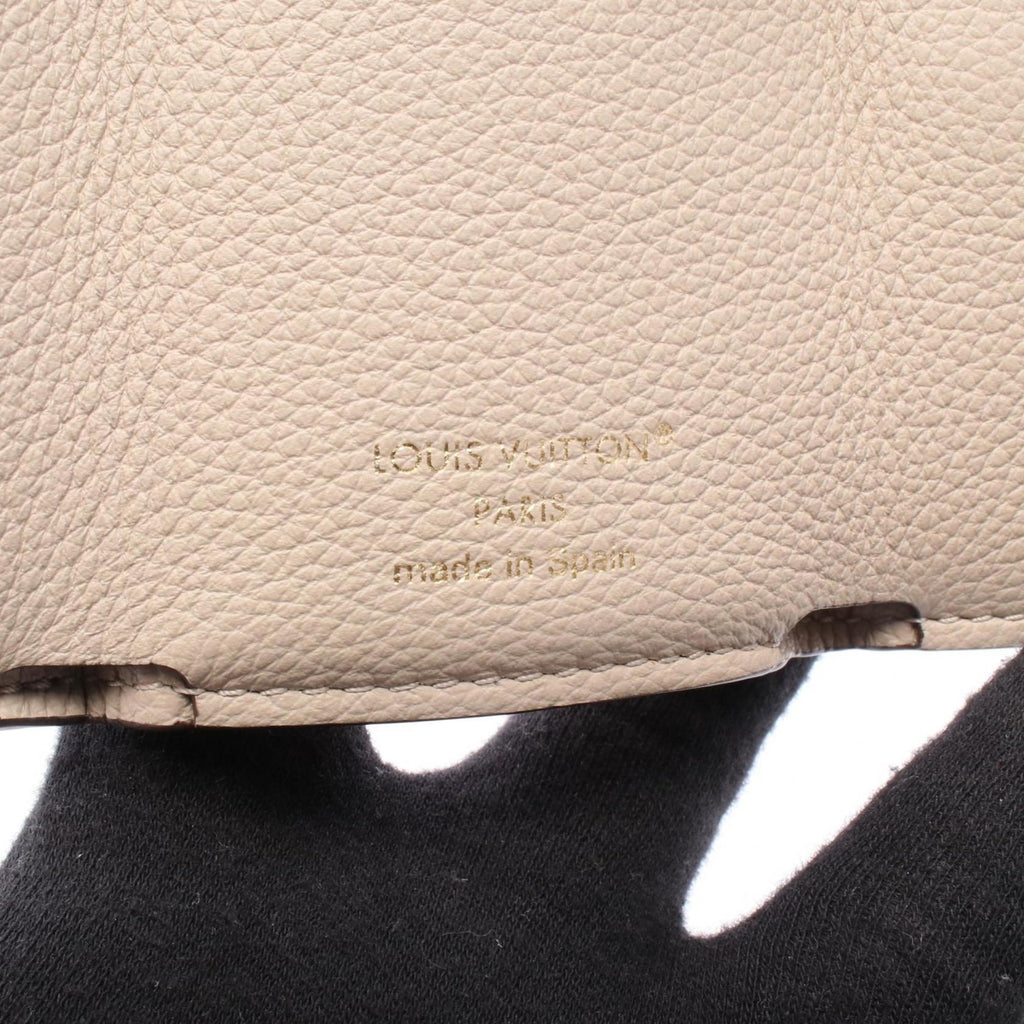 Louis Vuitton Beige Grayish Leather Wallet (Tri-Fold)