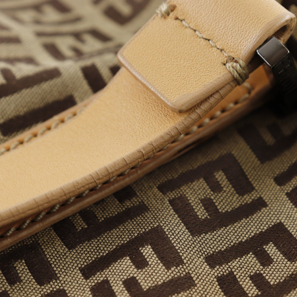 Fendi Brown Canvas Leather Boston Bag