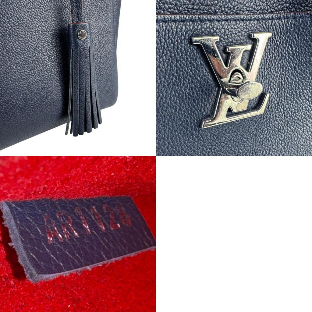Louis Vuitton Navy Leather Handbag Shoulder Bag