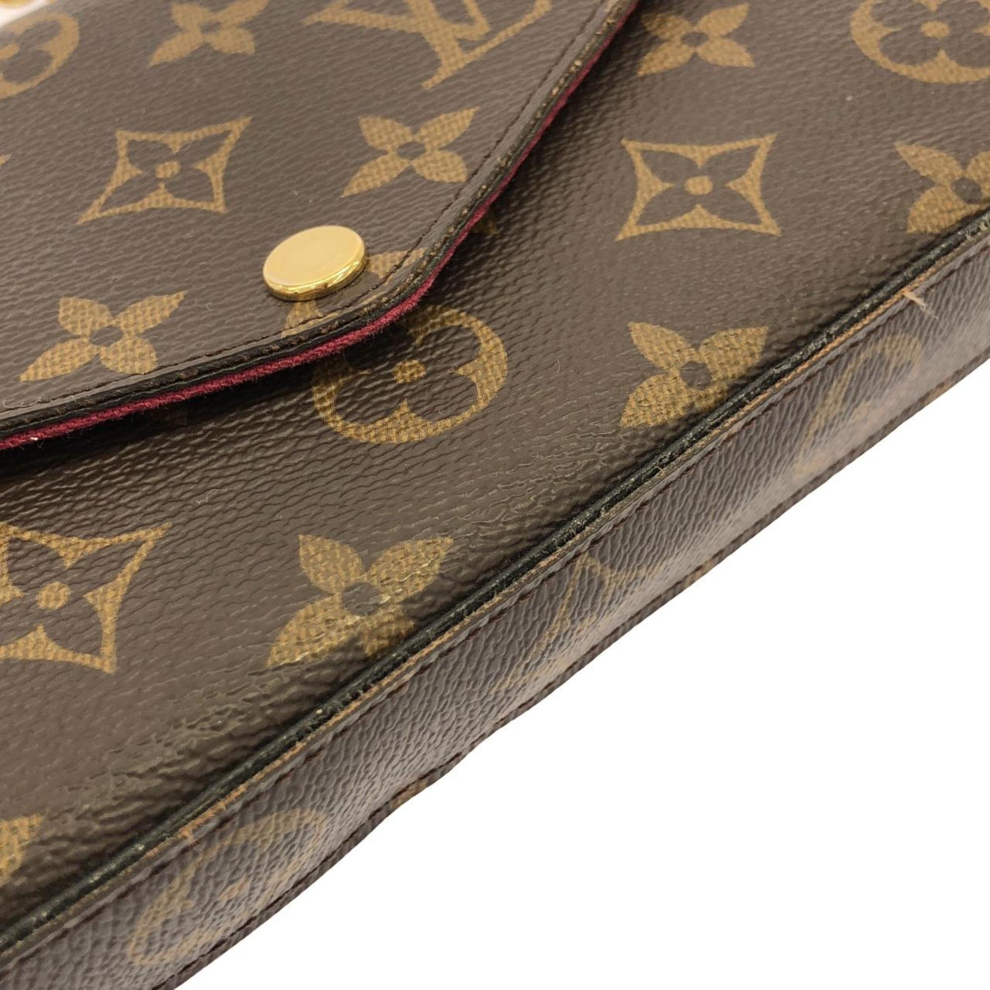 Louis Vuitton Monogram Marron Coated Canvas Pochette Shoulder Bag