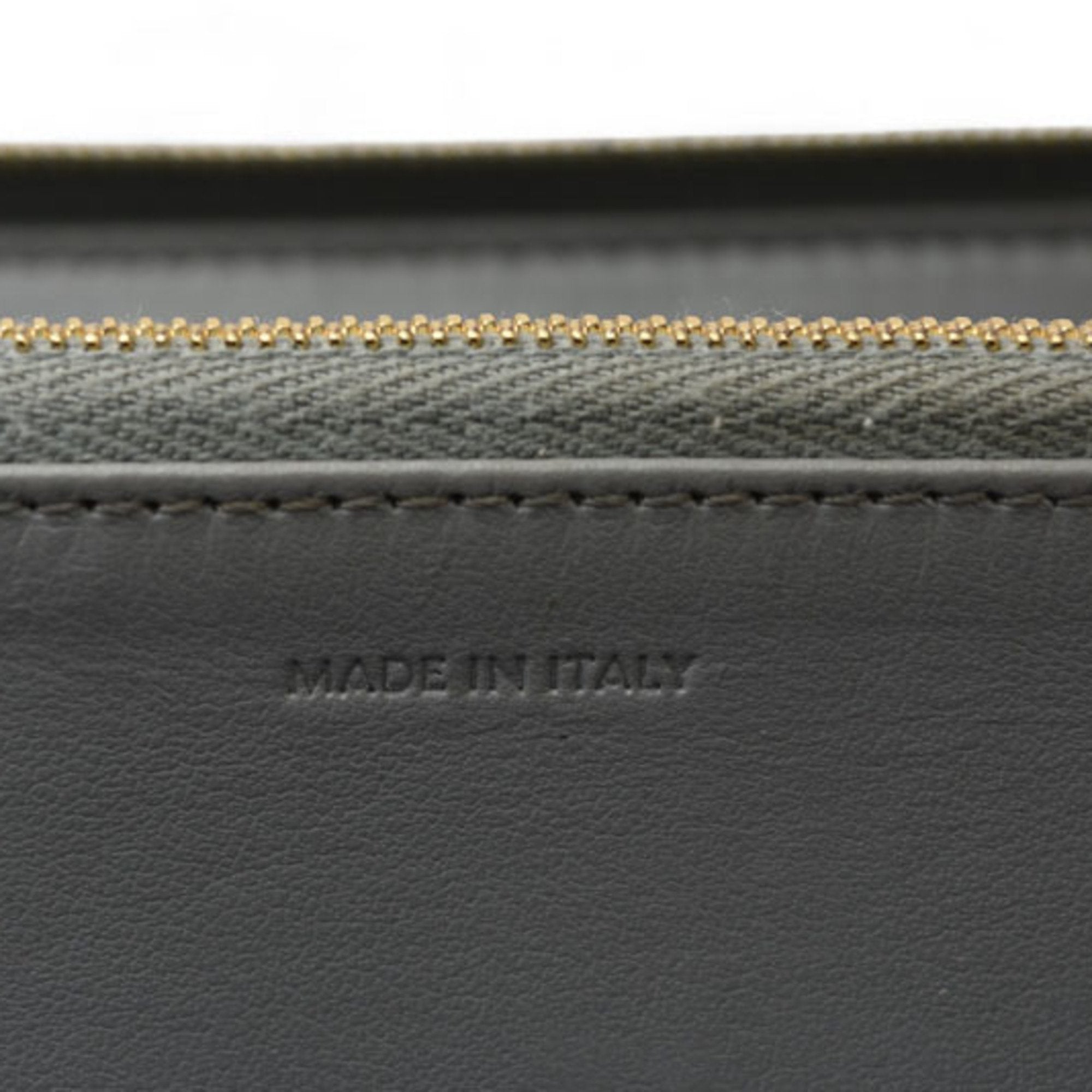 Celine Gray Leather Long Wallet (Bi-Fold)