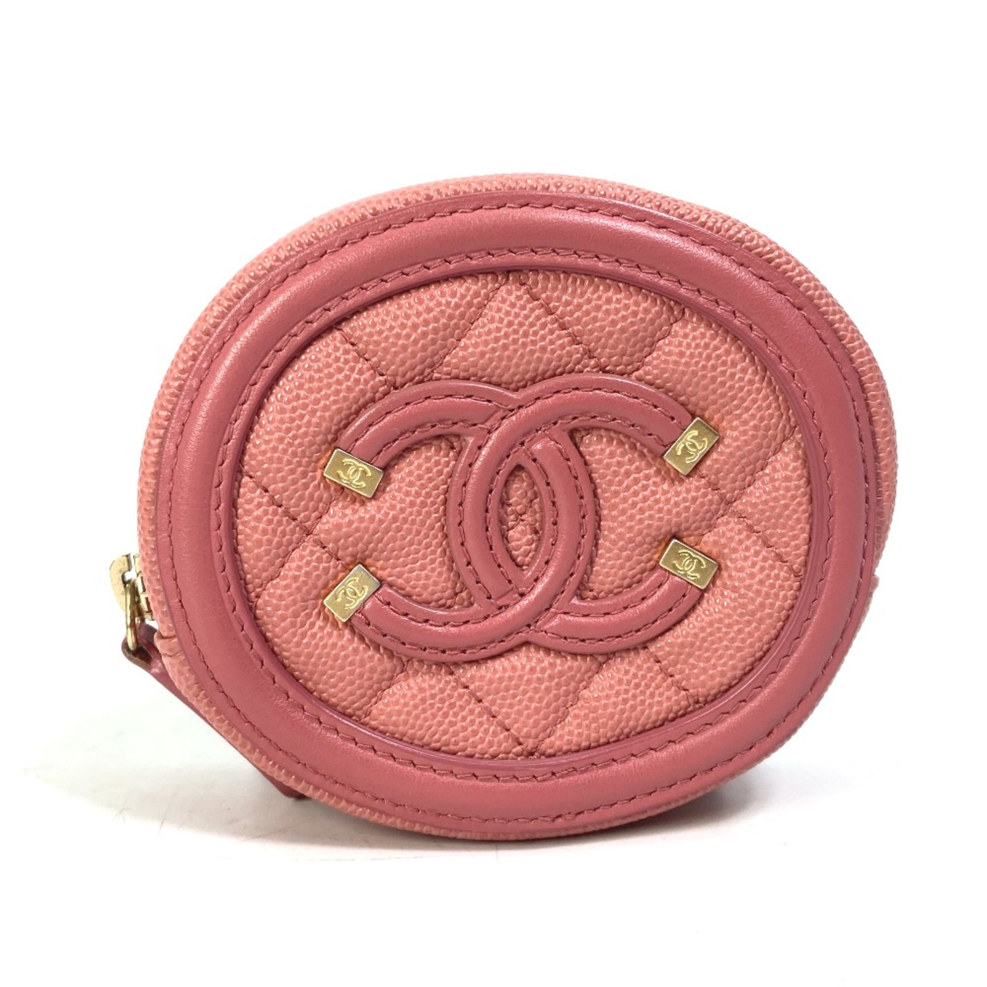 Chanel Pink Leather Coin Purse/Coin Case