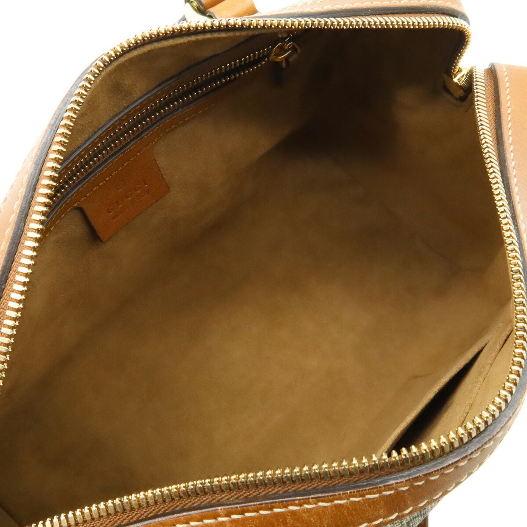 Gucci Beige Brown Gg Supreme Canvas Leather Handbag Shoulder Bag (Pre-Owned)