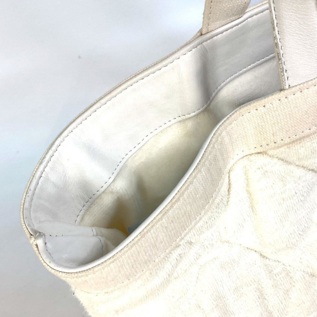 Chanel White Cotton Leather Beach Bag Shoulder Bag Tote Bag