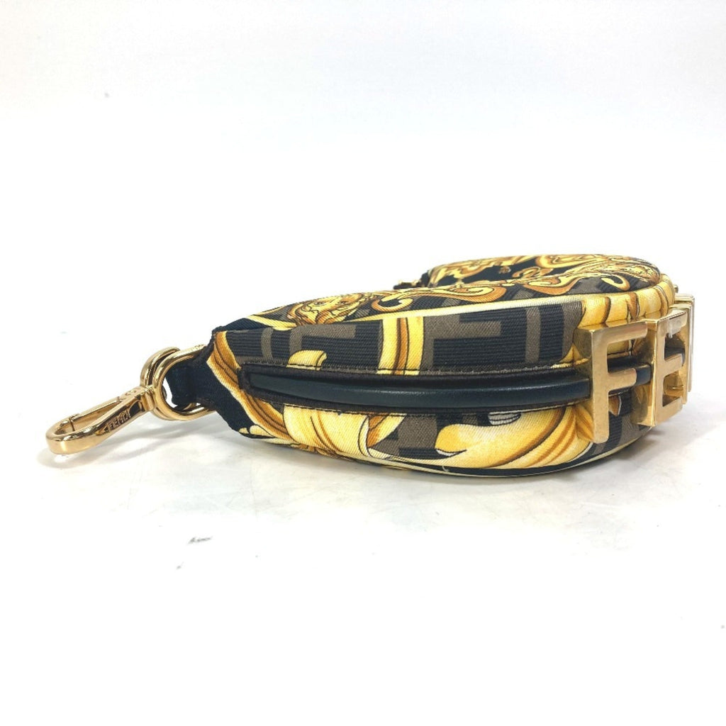 Fendi Black Yellow Nylon Leather Clutch Bag Handbag Pouch