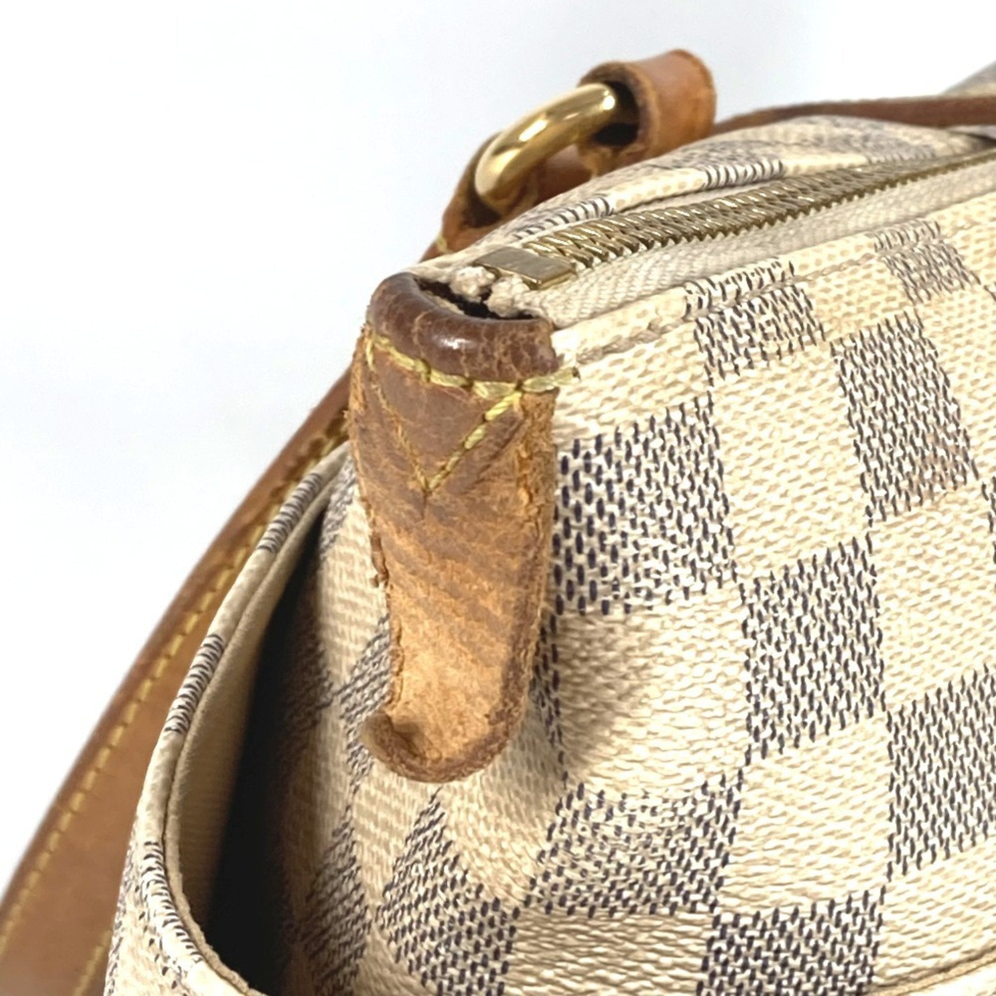 Louis Vuitton Galle White Yellow Damier Azur Shoulder Bag Tote Bag